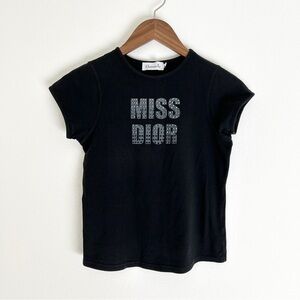 Vintage Christian Dior Miss Dior Rhinestone Logo Baby Tee